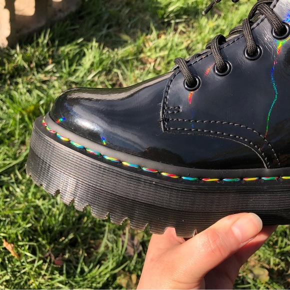 Dr. Martens Jadon Hi Rainbow Patent Platform Boots - Picture 13 of 16